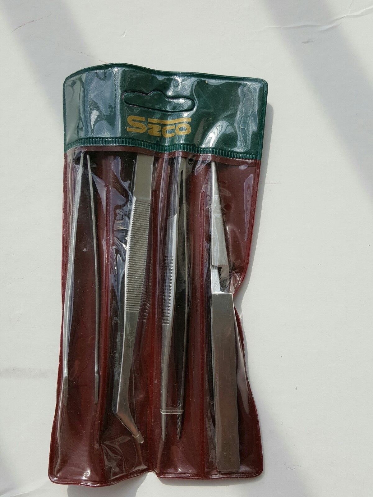 Stainless Steel 4 piece tweezers set 5" long